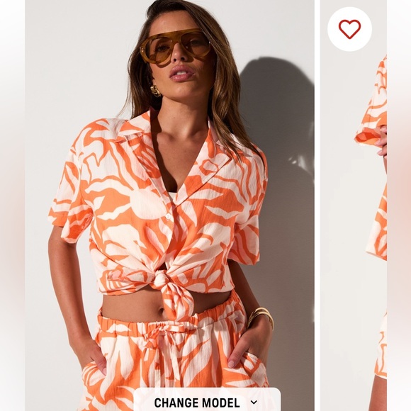 Fabletics Cotton Voile Resort Shirt and Short Set - Picture 1 of 4
